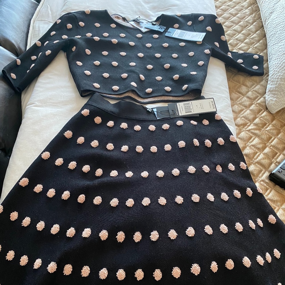 BCBG Polka Dot Crop Top & Skirt. New with tags